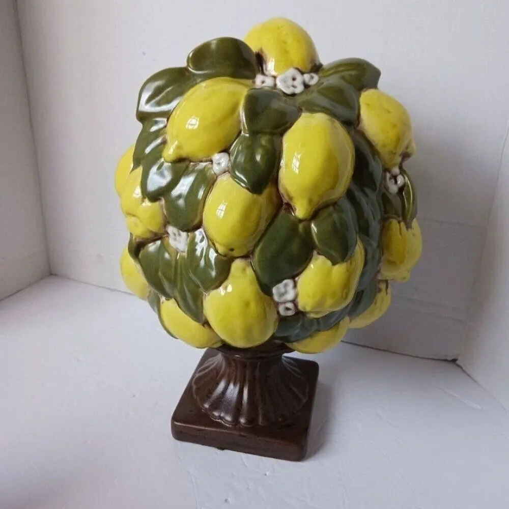 Vintage Italian Ceramic Lemon Tree With Flowers